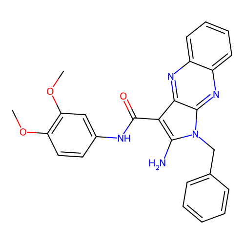 2-amino-1-benzyl-N-(3,4-dimethoxyphenyl)-1H-pyrrolo[2,3-b]quinoxaline-3-carboxamide structure