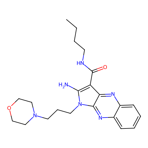 2-amino-N-butyl-1-(3-morpholin-4-ylpropyl)pyrrolo[3,2-b]quinoxaline-3-carboxamide structure