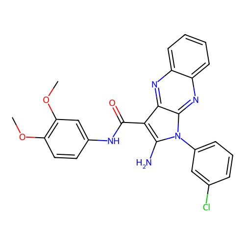 2-amino-1-(3-chlorophenyl)-N-(3,4-dimethoxyphenyl)-1H-pyrrolo[2,3-b]quinoxaline-3-carboxamide structure