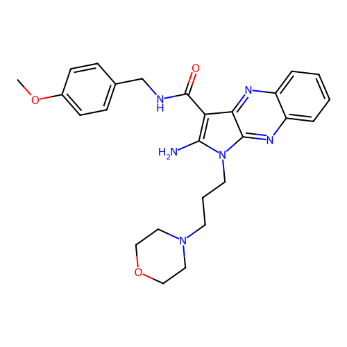 2-Amino-1-(3-morpholin-4-yl-propyl)-1H-pyrrolo[2,3-b]quinoxaline-3-carboxylic acid  4-methoxy-benzylamide structure