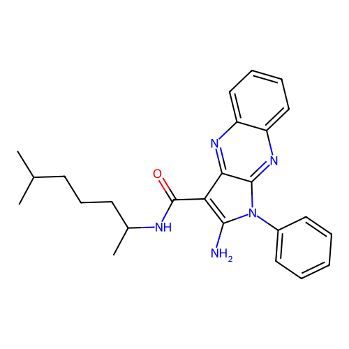 2-amino-N-(6-methylheptan-2-yl)-1-phenyl-1H-pyrrolo[2,3-b]quinoxaline-3-carboxamide structure