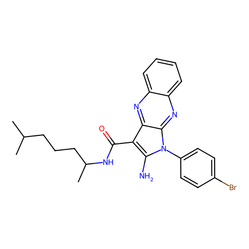 2-amino-1-(4-bromophenyl)-N-(6-methylheptan-2-yl)-1H-pyrrolo[2,3-b]quinoxaline-3-carboxamide structure