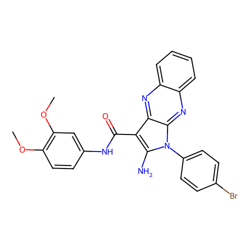 2-amino-1-(4-bromophenyl)-N-(3,4-dimethoxyphenyl)-1H-pyrrolo[2,3-b]quinoxaline-3-carboxamide structure