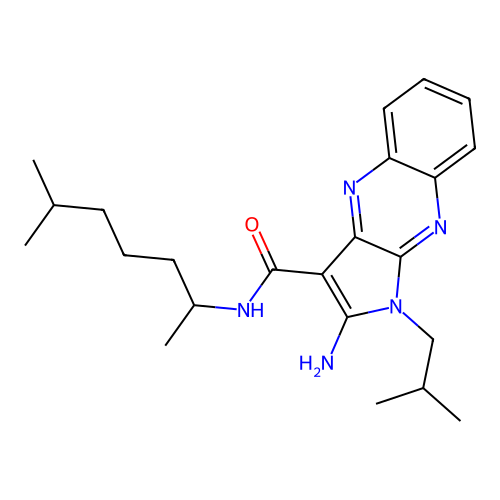 2-amino-1-isobutyl-N-(6-methylheptan-2-yl)-1H-pyrrolo[2,3-b]quinoxaline-3-carboxamide structure