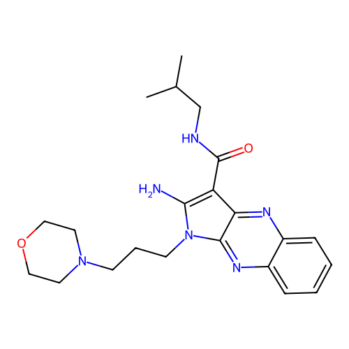2-amino-N-isobutyl-1-(3-morpholinopropyl)-1H-pyrrolo[2,3-b]quinoxaline-3-carboxamide structure