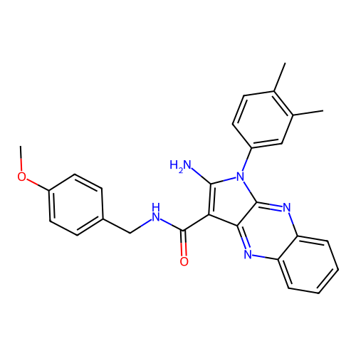 2-amino-1-(3,4-dimethylphenyl)-N-(4-methoxybenzyl)-1H-pyrrolo[2,3-b]quinoxaline-3-carboxamide structure