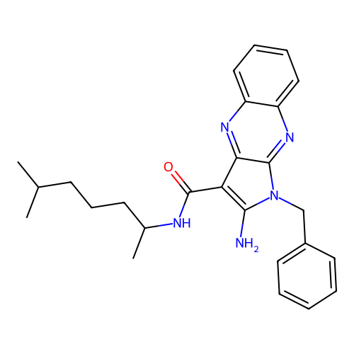 2-amino-1-benzyl-N-(6-methylheptan-2-yl)-1H-pyrrolo[2,3-b]quinoxaline-3-carboxamide structure