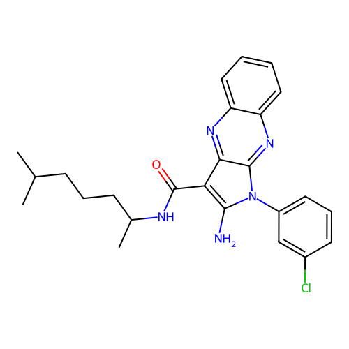 2-amino-1-(3-chlorophenyl)-N-(6-methylheptan-2-yl)-1H-pyrrolo[2,3-b]quinoxaline-3-carboxamide structure