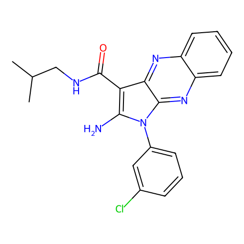 2-amino-1-(3-chlorophenyl)-N-(2-methylpropyl)-1H-pyrrolo[2,3-b]quinoxaline-3-carboxamide structure