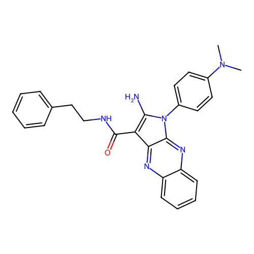 2-amino-1-(4-(dimethylamino)phenyl)-N-phenethyl-1H-pyrrolo[2,3-b]quinoxaline-3-carboxamide structure