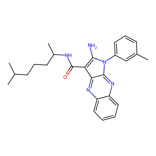 2-amino-N-(6-methylheptan-2-yl)-1-(3-methylphenyl)pyrrolo[3,2-b]quinoxaline-3-carboxamide structure