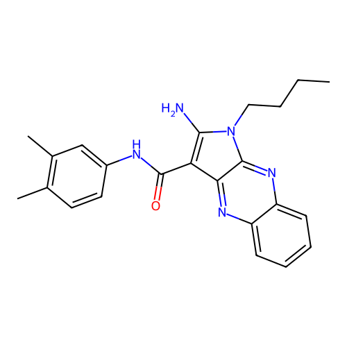 2-amino-1-butyl-N-(3,4-dimethylphenyl)-1H-pyrrolo[2,3-b]quinoxaline-3-carboxamide structure