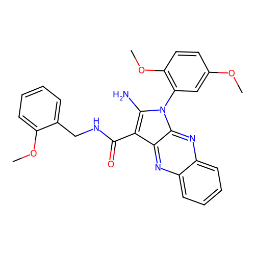 2-amino-1-(2,5-dimethoxyphenyl)-N-(2-methoxybenzyl)-1H-pyrrolo[2,3-b]quinoxaline-3-carboxamide structure