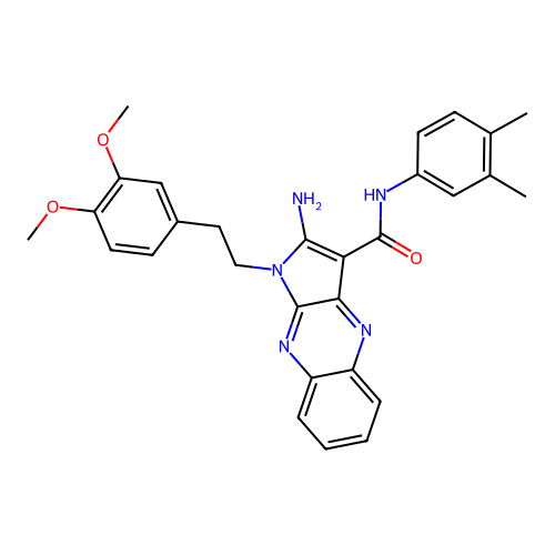 2-amino-1-(3,4-dimethoxyphenethyl)-N-(3,4-dimethylphenyl)-1H-pyrrolo[2,3-b]quinoxaline-3-carboxamide structure