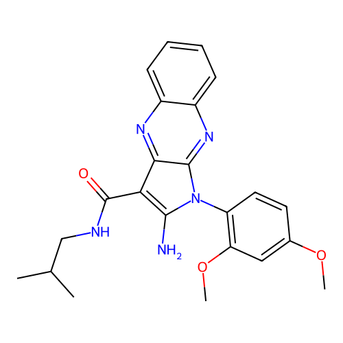 2-amino-1-(2,4-dimethoxyphenyl)-N-(2-methylpropyl)pyrrolo[3,2-b]quinoxaline-3-carboxamide structure