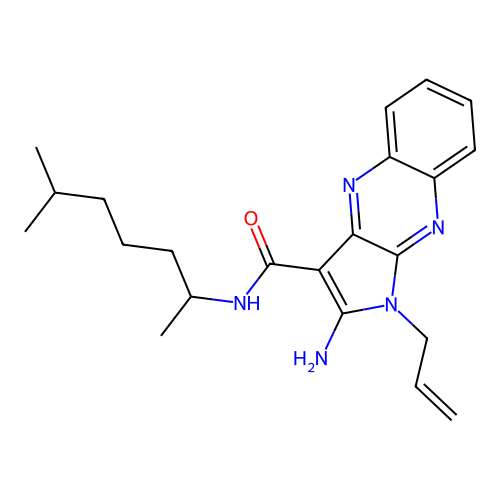 1-allyl-2-amino-N-(6-methylheptan-2-yl)-1H-pyrrolo[2,3-b]quinoxaline-3-carboxamide structure