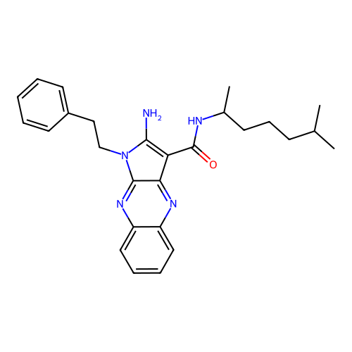 2-amino-N-(6-methylheptan-2-yl)-1-phenethyl-1H-pyrrolo[2,3-b]quinoxaline-3-carboxamide structure