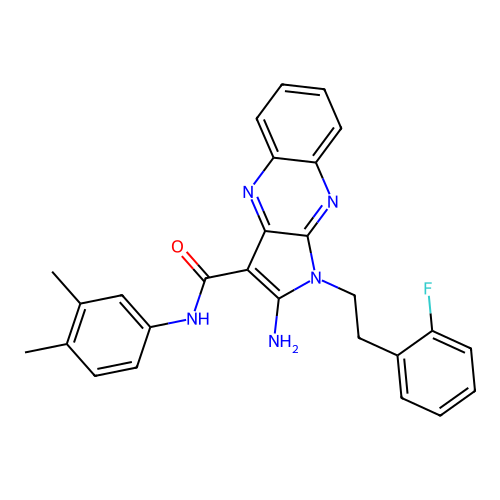 2-amino-N-(3,4-dimethylphenyl)-1-(2-fluorophenethyl)-1H-pyrrolo[2,3-b]quinoxaline-3-carboxamide structure