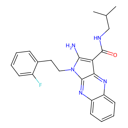 2-amino-1-(2-fluorophenethyl)-N-isobutyl-1H-pyrrolo[2,3-b]quinoxaline-3-carboxamide structure