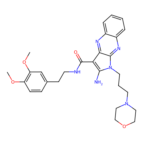 2-amino-N-(3,4-dimethoxyphenethyl)-1-(3-morpholinopropyl)-1H-pyrrolo[2,3-b]quinoxaline-3-carboxamide structure