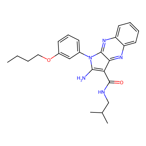 2-amino-1-(3-butoxyphenyl)-N-(2-methylpropyl)-1H-pyrrolo[2,3-b]quinoxaline-3-carboxamide structure
