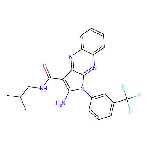 2-amino-N-(2-methylpropyl)-1-[3-(trifluoromethyl)phenyl]-1H-pyrrolo[2,3-b]quinoxaline-3-carboxamide structure