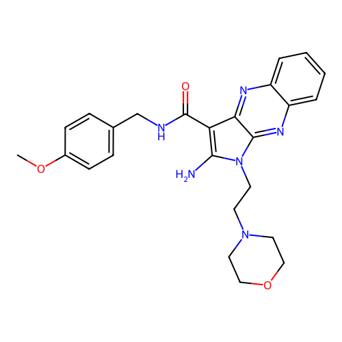 2-amino-N-(4-methoxybenzyl)-1-(2-morpholinoethyl)-1H-pyrrolo[2,3-b]quinoxaline-3-carboxamide structure
