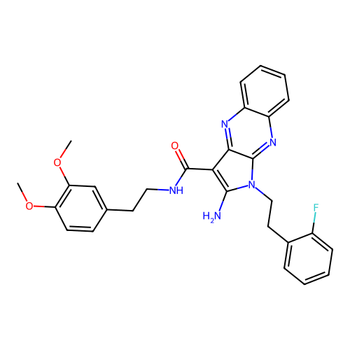 2-amino-N-(3,4-dimethoxyphenethyl)-1-(2-fluorophenethyl)-1H-pyrrolo[2,3-b]quinoxaline-3-carboxamide structure