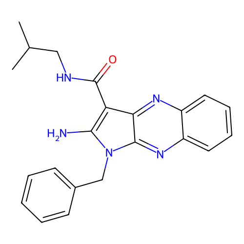 2-amino-1-benzyl-N-(2-methylpropyl)-1H-pyrrolo[2,3-b]quinoxaline-3-carboxamide structure
