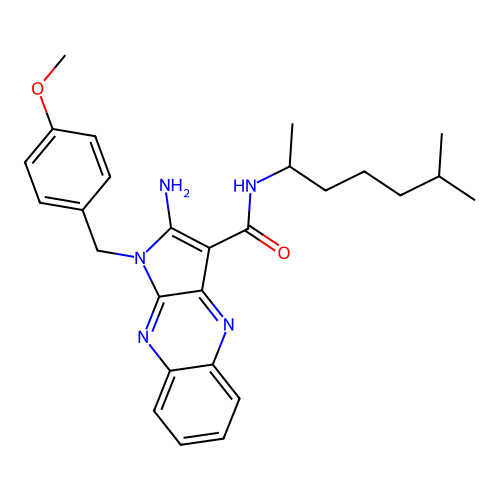 2-amino-1-(4-methoxybenzyl)-N-(6-methylheptan-2-yl)-1H-pyrrolo[2,3-b]quinoxaline-3-carboxamide structure
