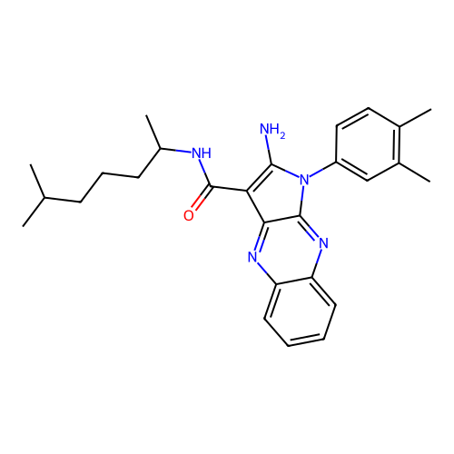 2-amino-1-(3,4-dimethylphenyl)-N-(6-methylheptan-2-yl)-1H-pyrrolo[2,3-b]quinoxaline-3-carboxamide structure