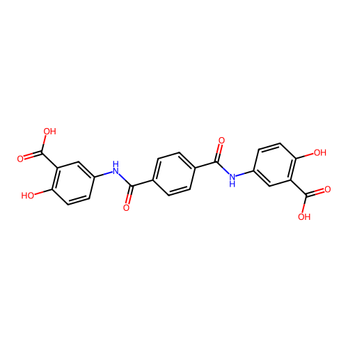 3,3'-[Benzene-1,4-diylbis(carbonylimino)]bis(6-hydroxybenzoic acid) structure