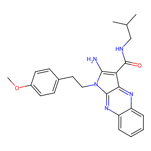 2-amino-1-[2-(4-methoxyphenyl)ethyl]-N-(2-methylpropyl)-1H-pyrrolo[2,3-b]quinoxaline-3-carboxamide structure