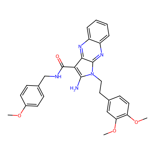 2-amino-1-(3,4-dimethoxyphenethyl)-N-(4-methoxybenzyl)-1H-pyrrolo[2,3-b]quinoxaline-3-carboxamide structure