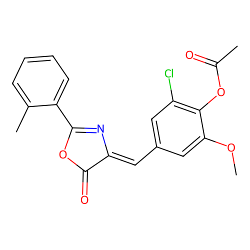 (Z)-2-chloro-6-methoxy-4-((5-oxo-2-(o-tolyl)oxazol-4(5H)-ylidene)methyl)phenyl acetate structure