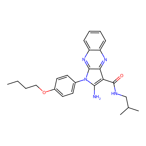 2-amino-1-(4-butoxyphenyl)-N-(2-methylpropyl)-1H-pyrrolo[2,3-b]quinoxaline-3-carboxamide structure