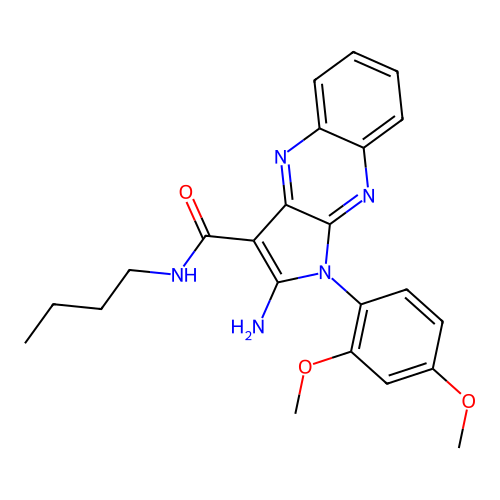 2-amino-N-butyl-1-(2,4-dimethoxyphenyl)-1H-pyrrolo[2,3-b]quinoxaline-3-carboxamide structure