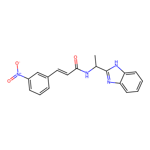 (2E)-N-[1-(1H-benzimidazol-2-yl)ethyl]-3-(3-nitrophenyl)prop-2-enamide structure