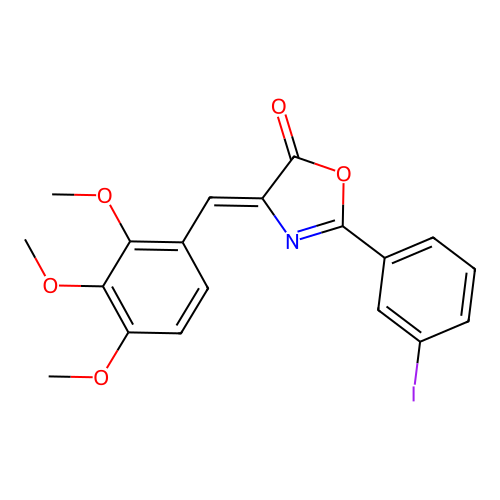 (Z)-2-(3-iodophenyl)-4-(2,3,4-trimethoxybenzylidene)oxazol-5(4H)-one structure
