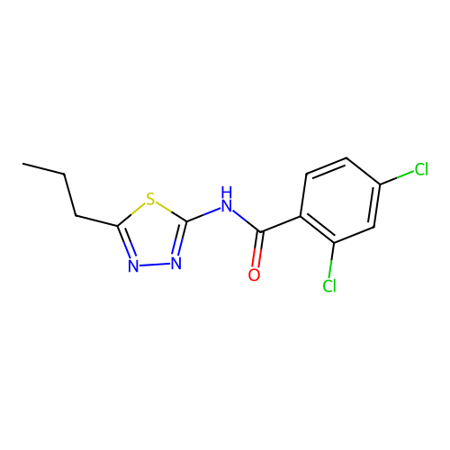 2,4-dichloro-N-(5-propyl-1,3,4-thiadiazol-2-yl)benzamide structure