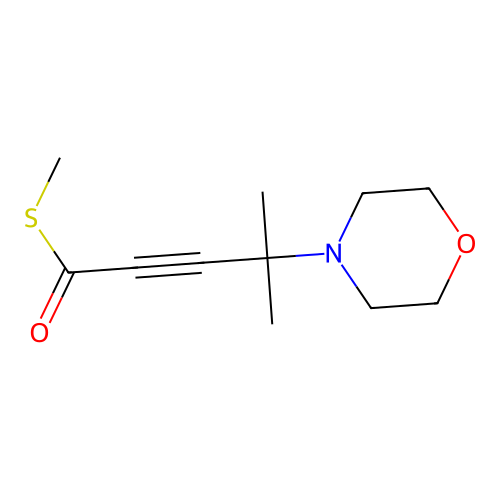 S-methyl 4-methyl-4-morpholin-4-ylpent-2-ynethioate structure