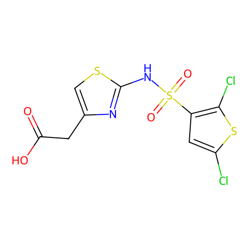 2-[[(2,5-Dichloro-3-thienyl)sulfonyl]amino]-4-thiazoleacetic acid structure
