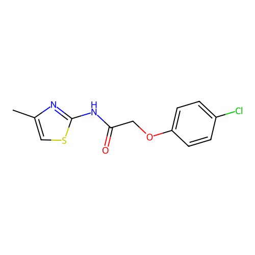 2-(4-chlorophenoxy)-N-(4-methyl-1,3-thiazol-2-yl)acetamide structure