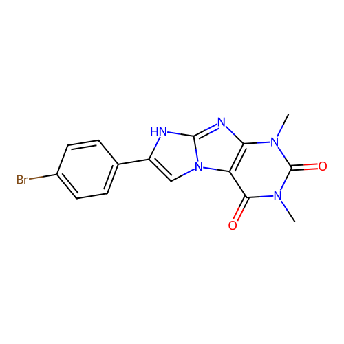 7-(4-bromophenyl)-1,3-dimethyl-1H-imidazo[2,1-f]purine-2,4(3H,8H)-dione structure