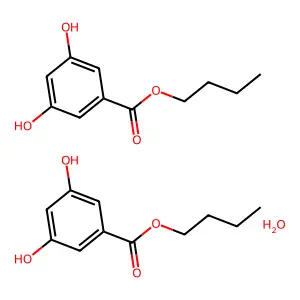 Benzoic acid, 3,5-dihydroxy-, butyl ester, hemihydrate structure