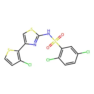 2,5-dichloro-N-[4-(3-chlorothiophen-2-yl)-1,3-thiazol-2-yl]benzenesulfonamide structure