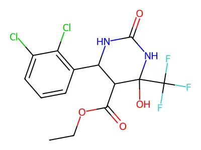 ethyl 6-(2,3-dichlorophenyl)-4-hydroxy-2-oxo-4-(trifluoromethyl)-1,3-diazinane-5-carboxylate structure