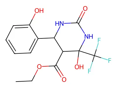 ethyl 4-hydroxy-6-(2-hydroxyphenyl)-2-oxo-4-(trifluoromethyl)-1,3-diazinane-5-carboxylate structure