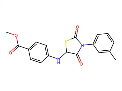 Methyl 4-{[3-(3-methylphenyl)-2,4-dioxo-1,3-thiazolidin-5-yl]amino}benzoate structure