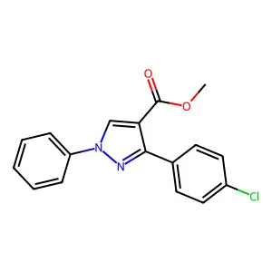 methyl 3-(4-chlorophenyl)-1-phenyl-1H-pyrazole-4-carboxylate structure